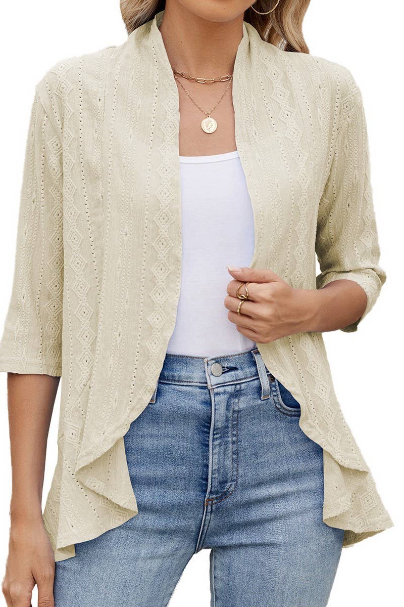 CWOCAS0060_SUMMER LOOSE MID SLEEVE BUTTON SHIRT DRESS