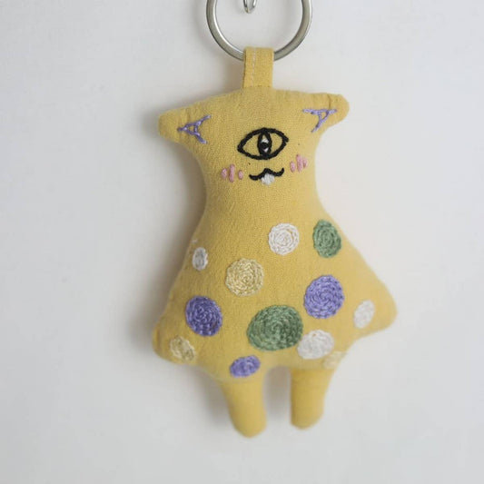 Hand-Embroidered Lock Circle Bear Plush Charm