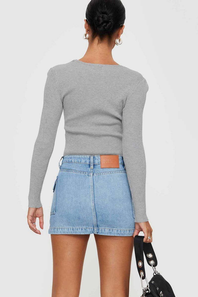 CWBSS0463_WASHED DENIM HIGH WAIST MINI SKIRT