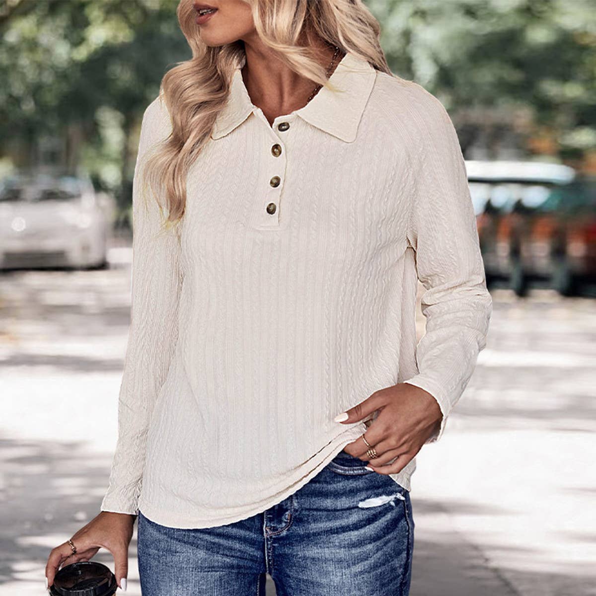 WOMEN'S SOLID COLOR LONG-SLEEVED SWEATER