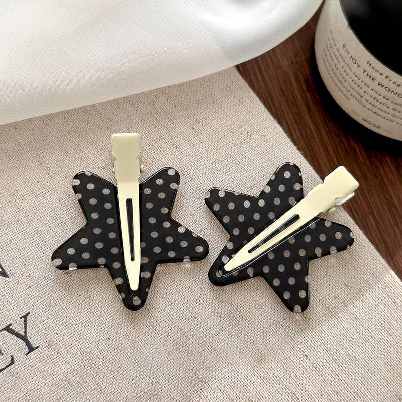 BLACK AND WHITE POLKA DOT HAIR CLIPPER BANGS