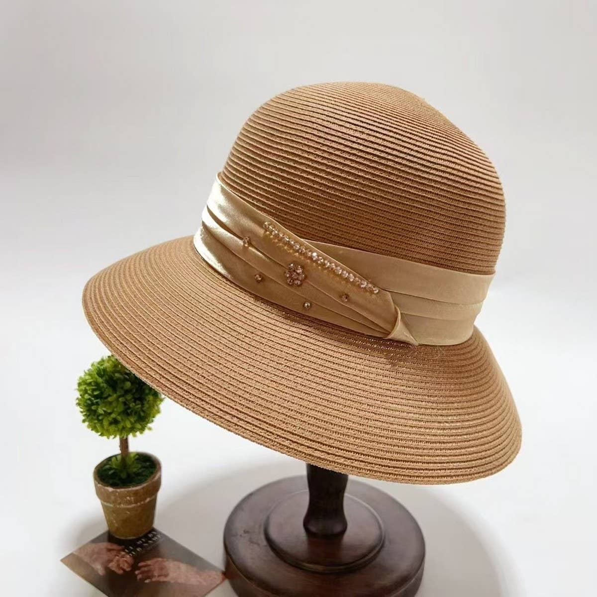 Summer sun protection bow straw hat_CWAH3492
