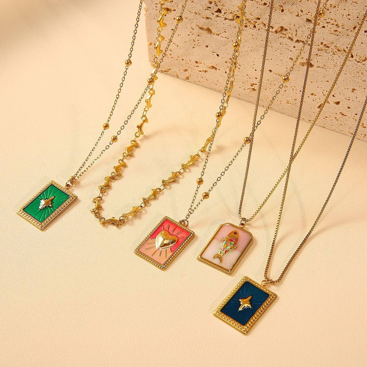 Vintage Style Steel Necklace with Heart Pendant