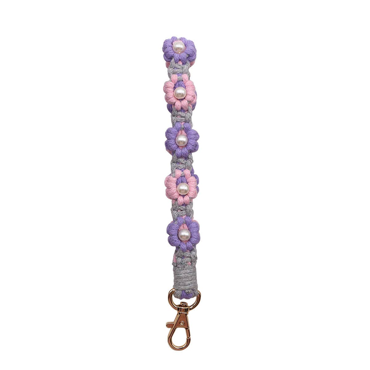 NEW PEARL FLOWER COTTON ROPE KEYCHAIN