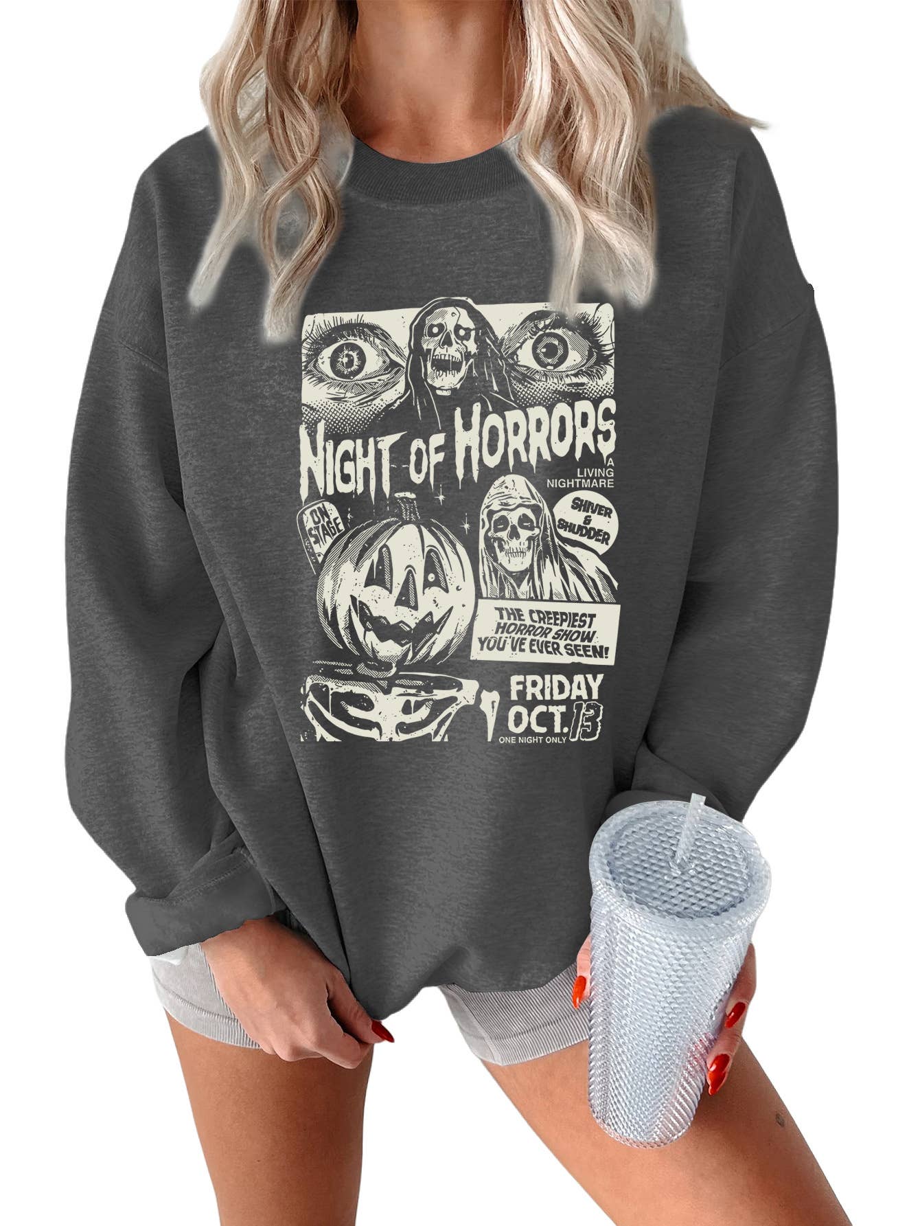 Hight of horrors Halloween print warm hoodie