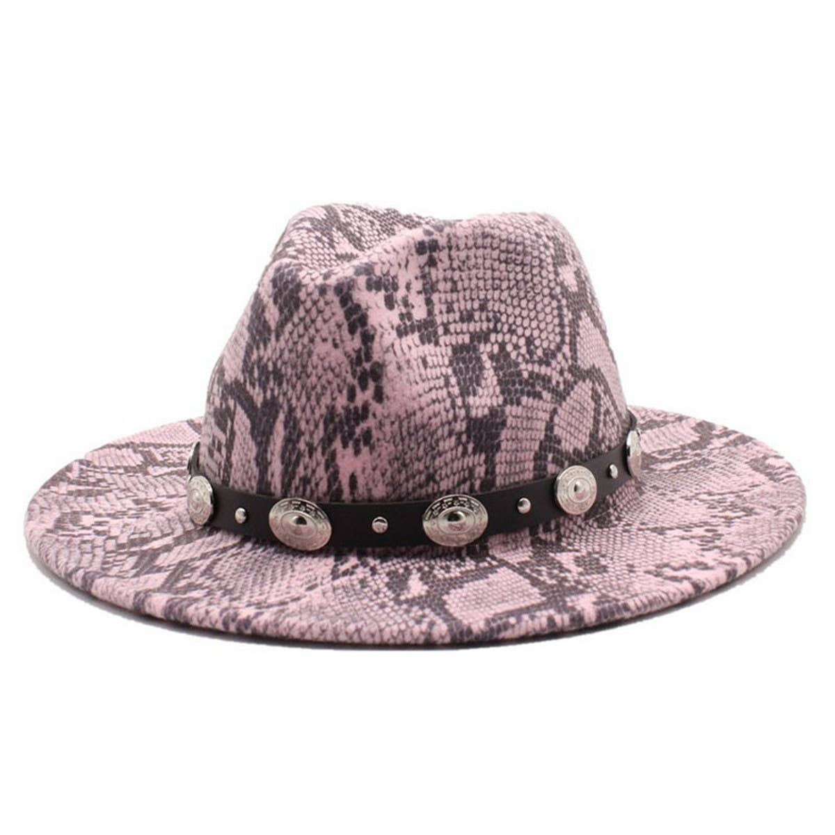SNAKE PRINT HAT FLAT BRIM HAT JAZZ HAT WOOLEN HAT_CWAH2587