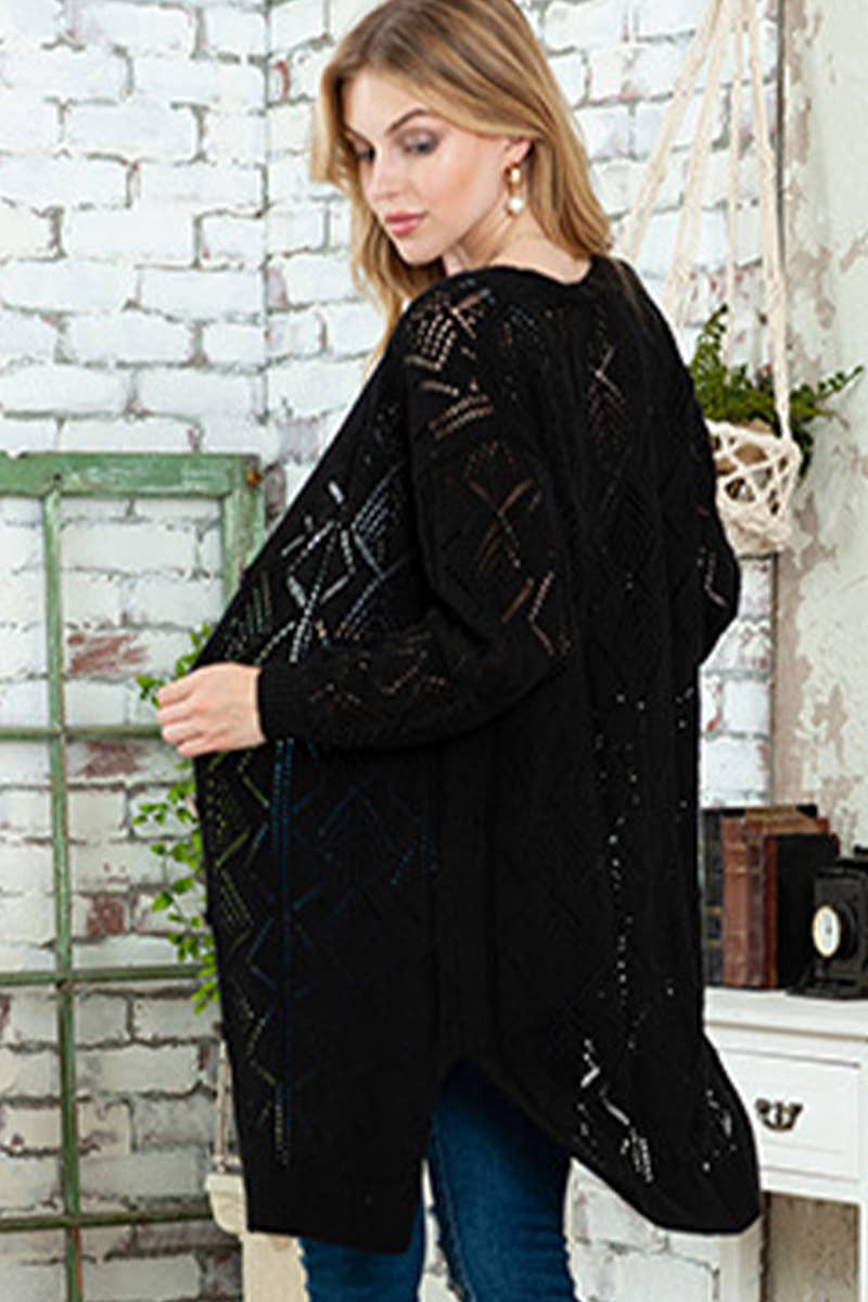 SINGLE BREASTED TWIST MID-LENGTH KNIT CARDIGAN