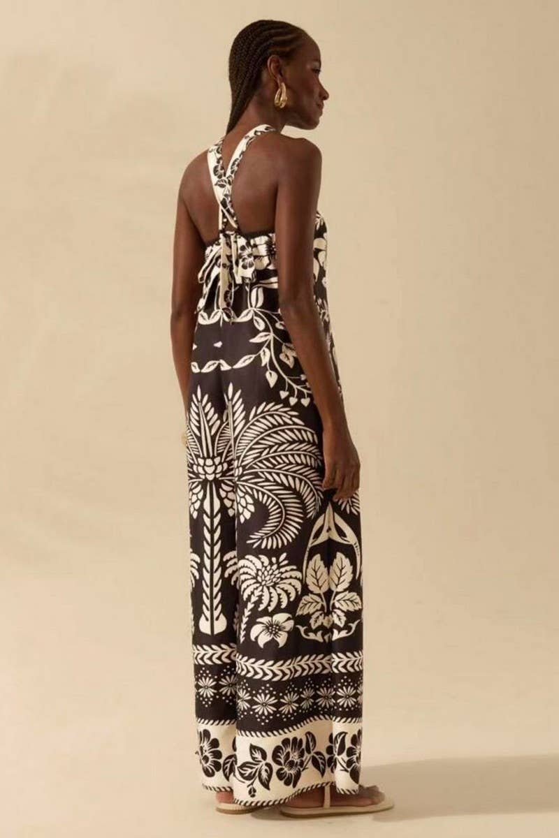 CWBLP2033_FLORAL HALTER SLEEVELESS WIDE LEG PANTS