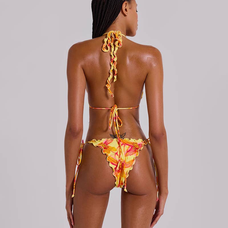 Sexy Halter Tie Floral Bikini Set