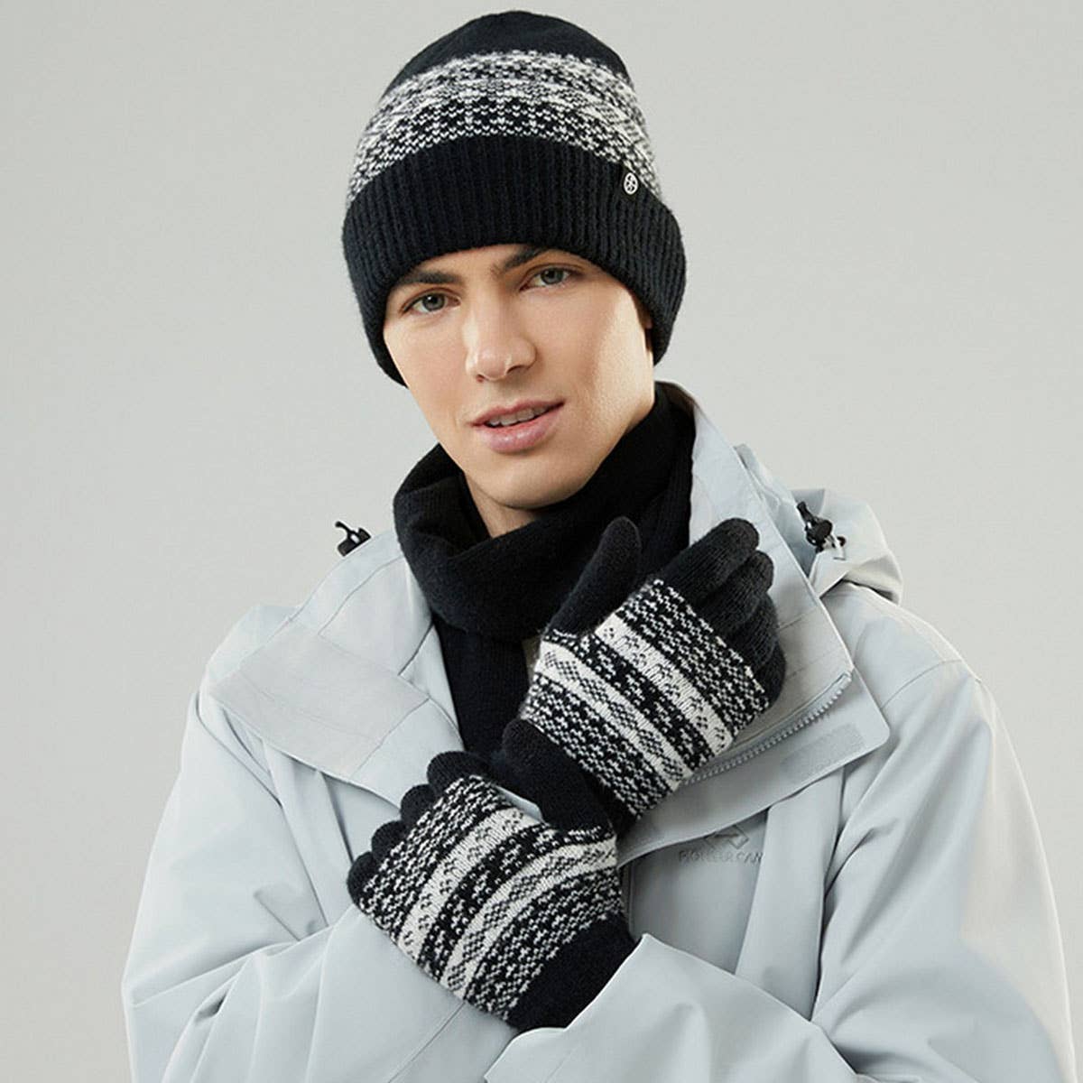 WINTER WARM KNITTED WINDPROOF THREE-PIECE SUIT