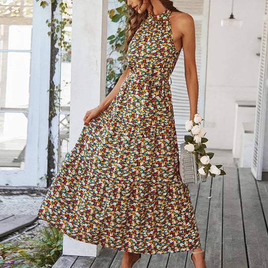 NECKLINE FLORAL HEMLINE DRESS