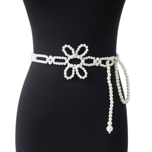 SIMPLECASUALFLOWERBUCKLE ELASTICWAIST CHAIN_CWABE0505