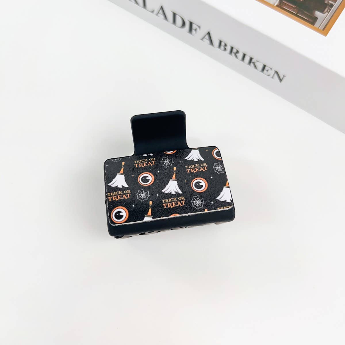 Gothic Halloween Claw Clip, Pumpkin & Ghost Design_CWAHA1443