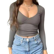 SEXY SLIM KNIT LONG SLEEVE SOLID COLOR BASE SHIRT