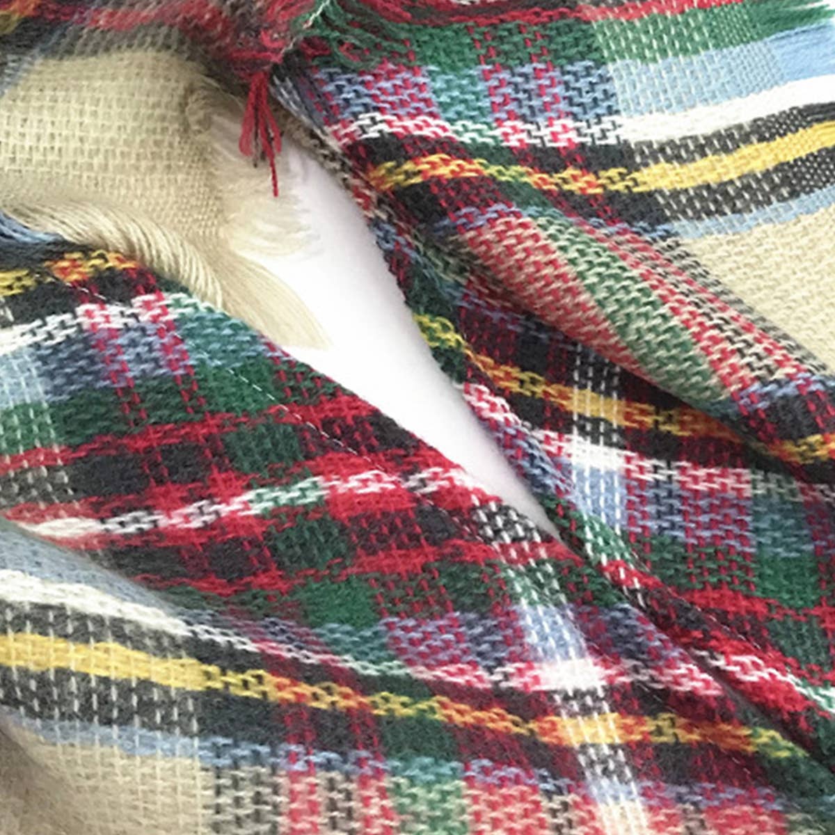 Rainbow Plaid Scarf ??Triangle Winter Shawl_CWASC0116