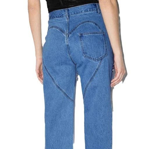 Straight leg baggy high-waisted long jeans