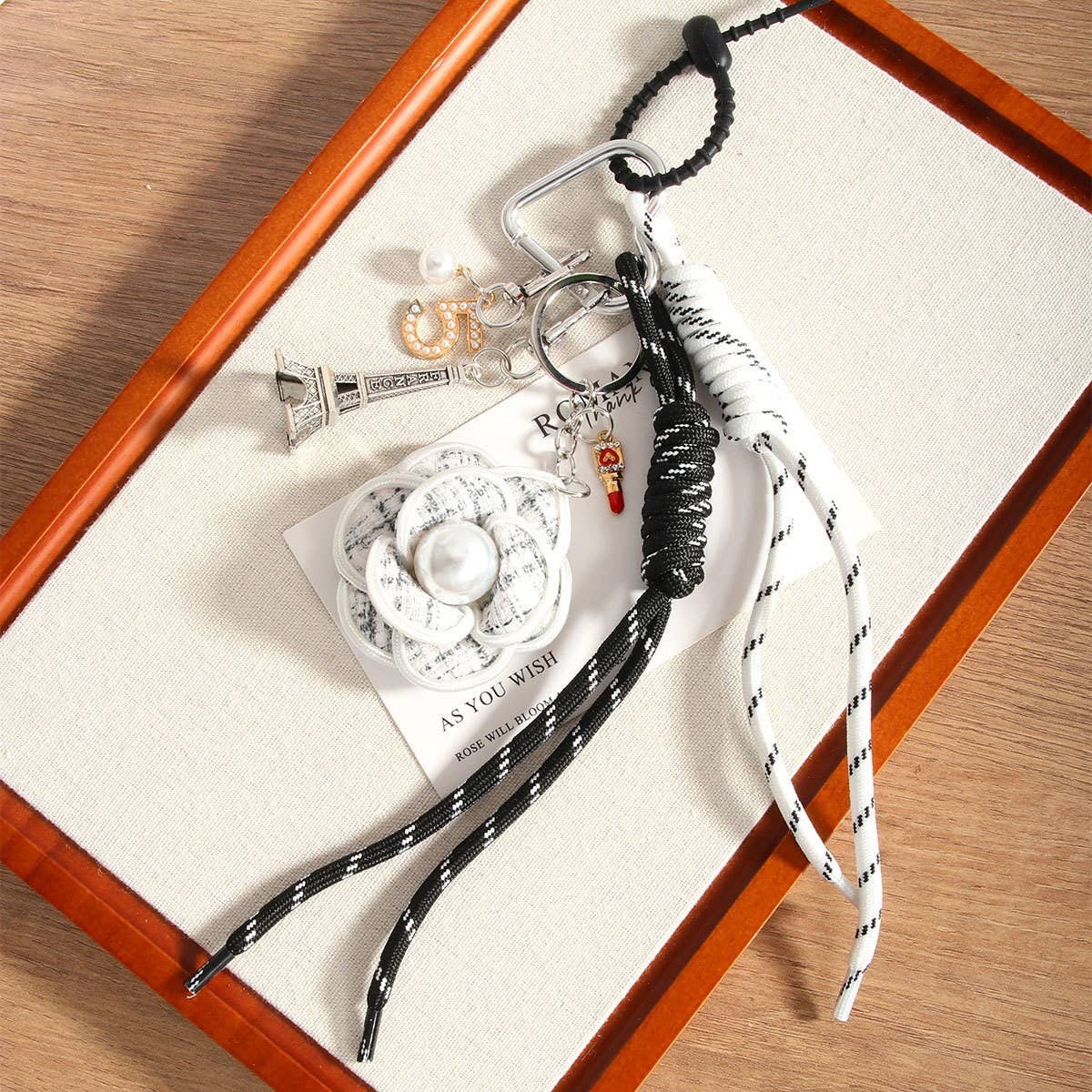 Camellia Flower Bag Charm Creative Keychain_CWMM7628