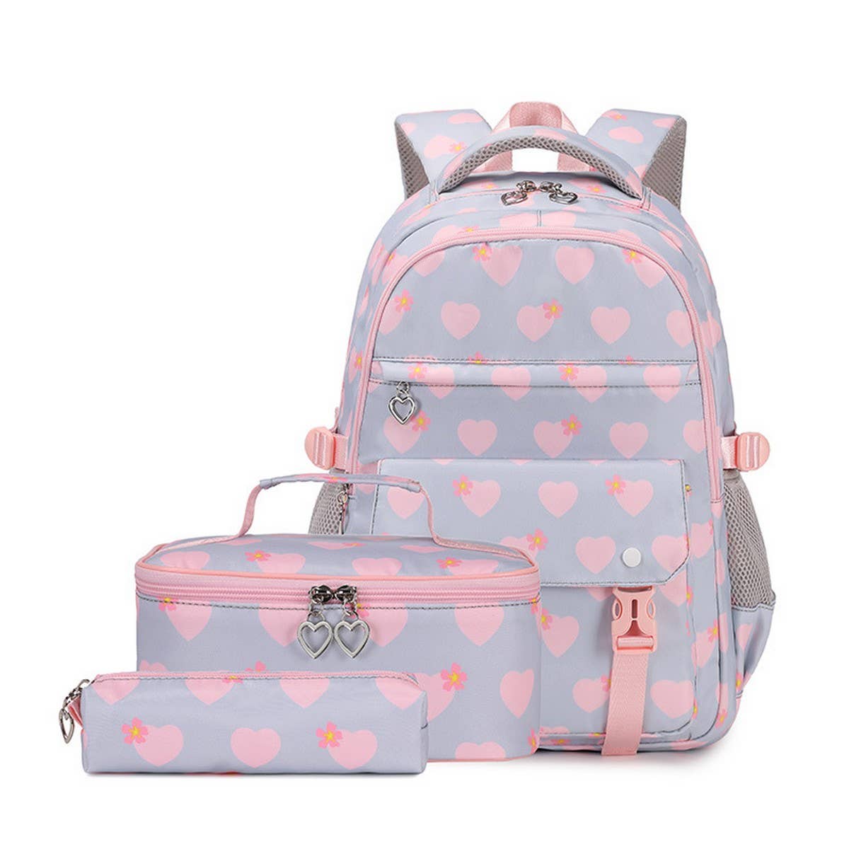 Girls¡¯ Backpacks for School ? 3-Piece Heart Design_CWAB5390