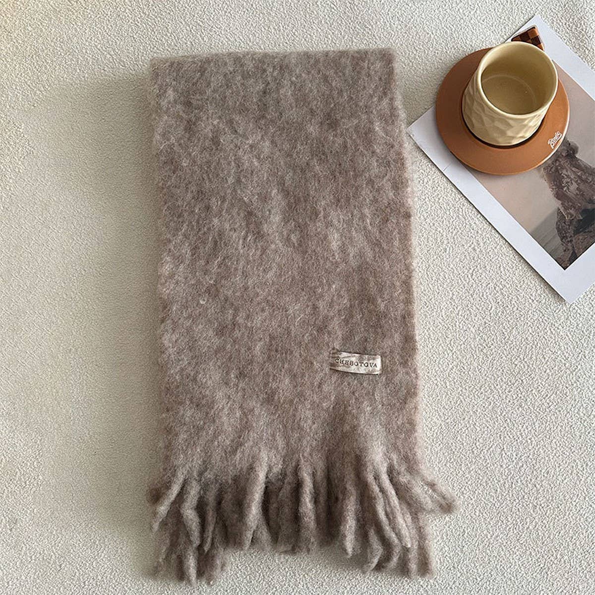 Chunky Wool Blend Scarf for Winter ? Solid Color