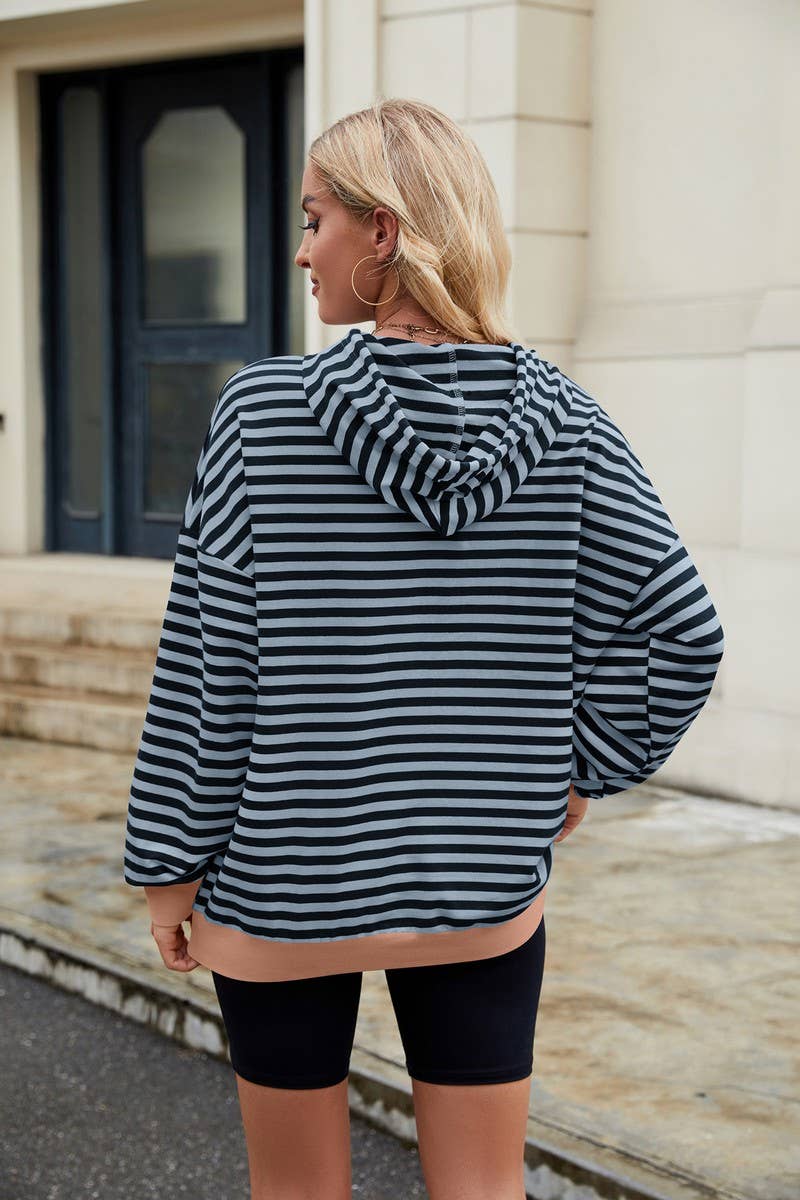 CWOHOL0726_HOODED COLORBLOCK STRIPED POCKET SWEATSHIRT