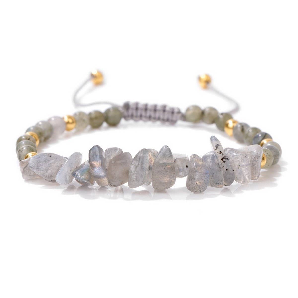 CWAJE4216_NATURAL STONE BEADS BRAIDED GRAVEL BRACELET
