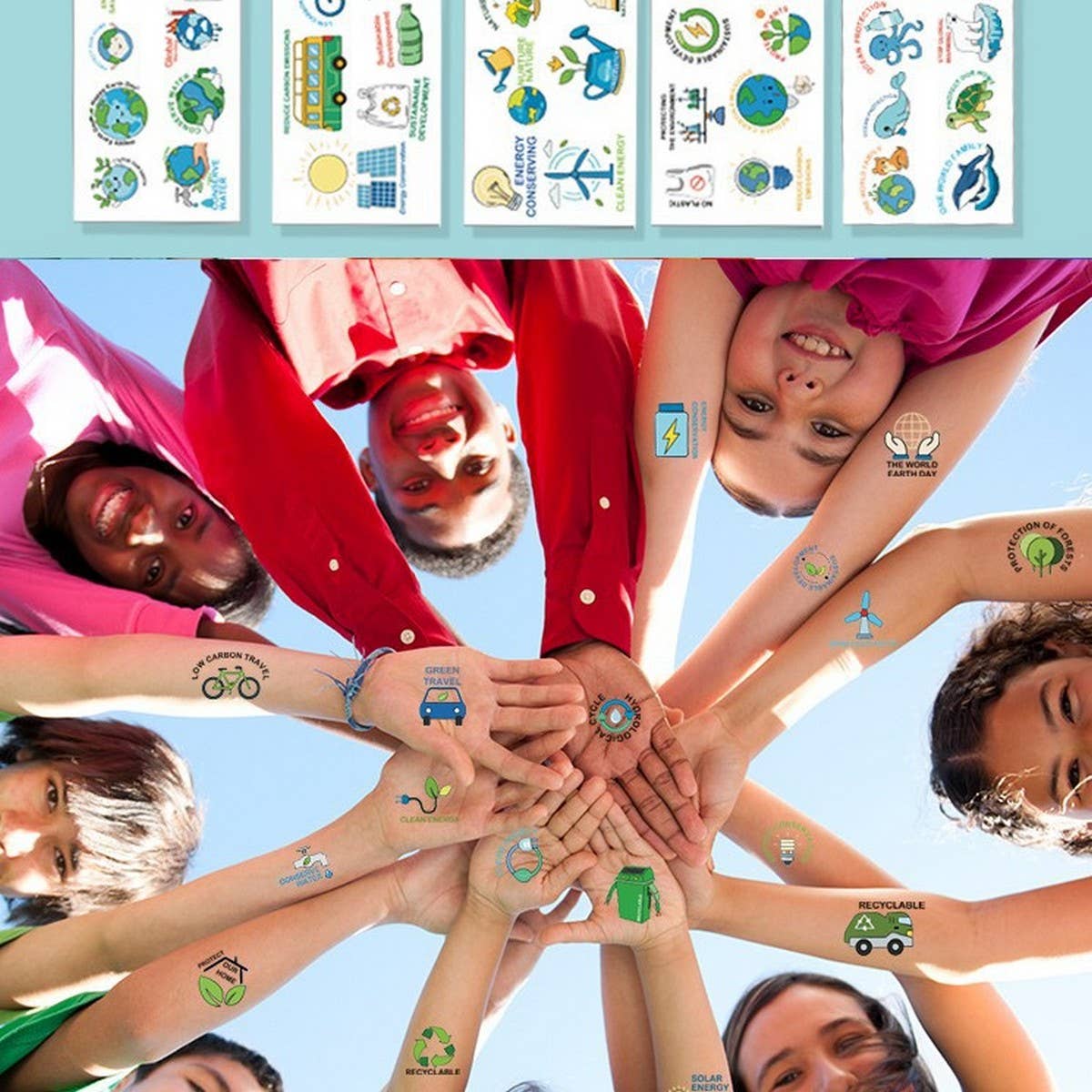 Earth Day Green Plant Face Tattoos Waterproof