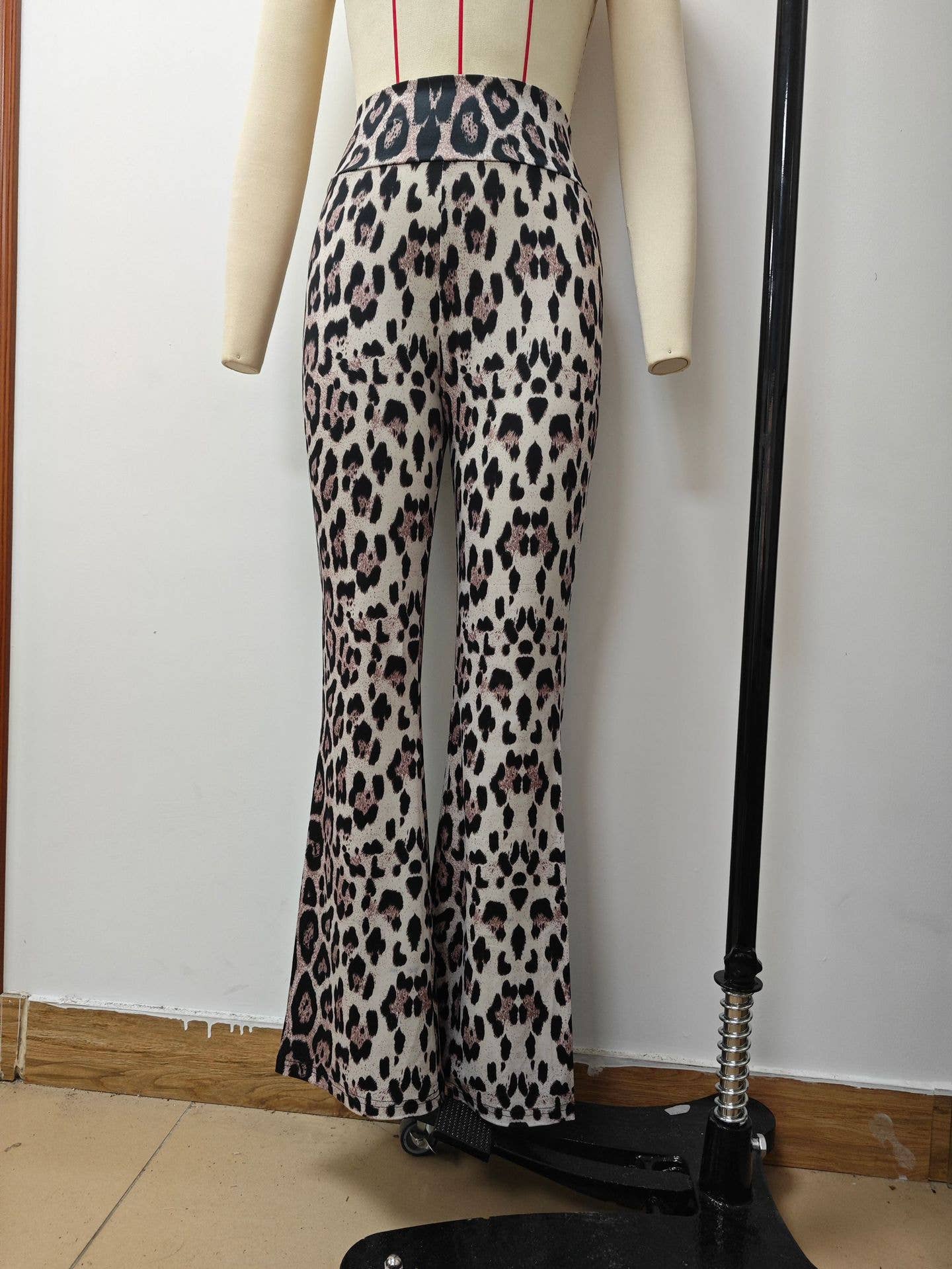 PRINTED TIGHT HEIGHT WAIST CASUAL FLARE PANTS