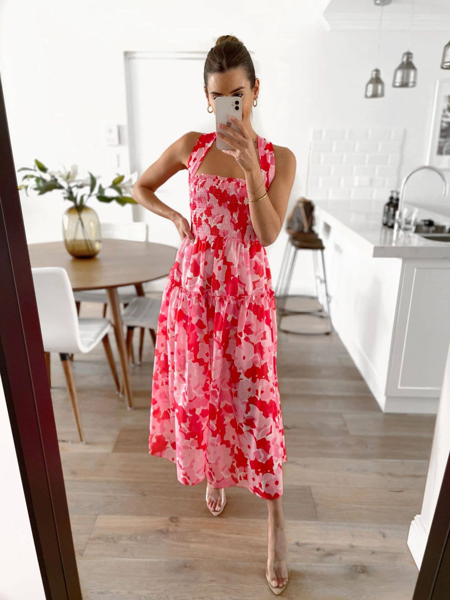 LEISURE WOODEN EAR EDGE PLEATED SUSPENDERS DRESS