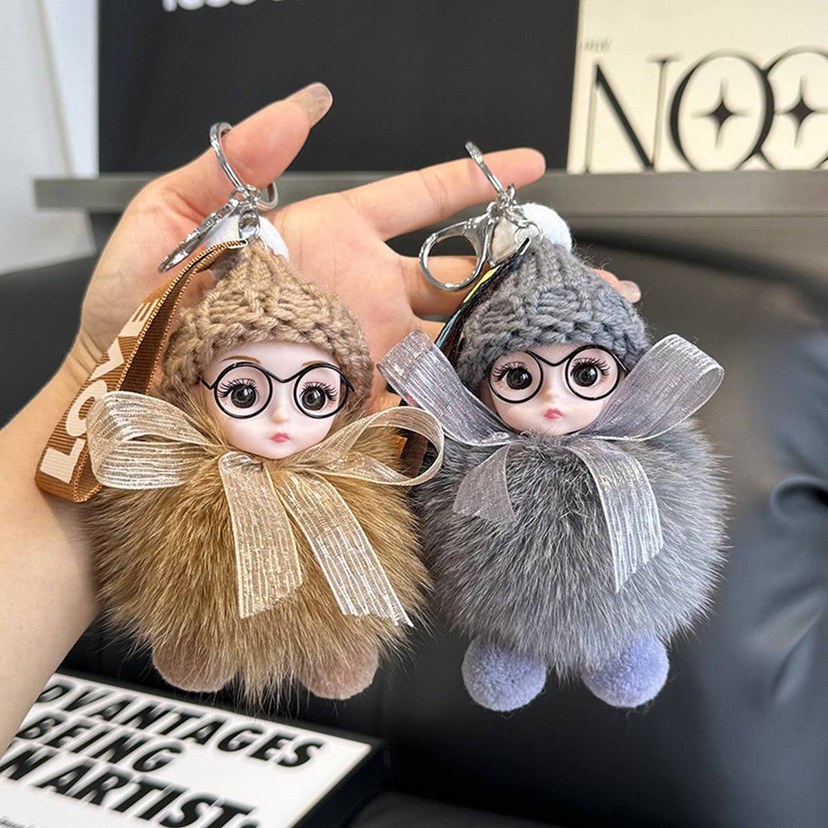 CUTE PLUSH DOLL CAR KEYCHAIN BAG PENDANT GIFT