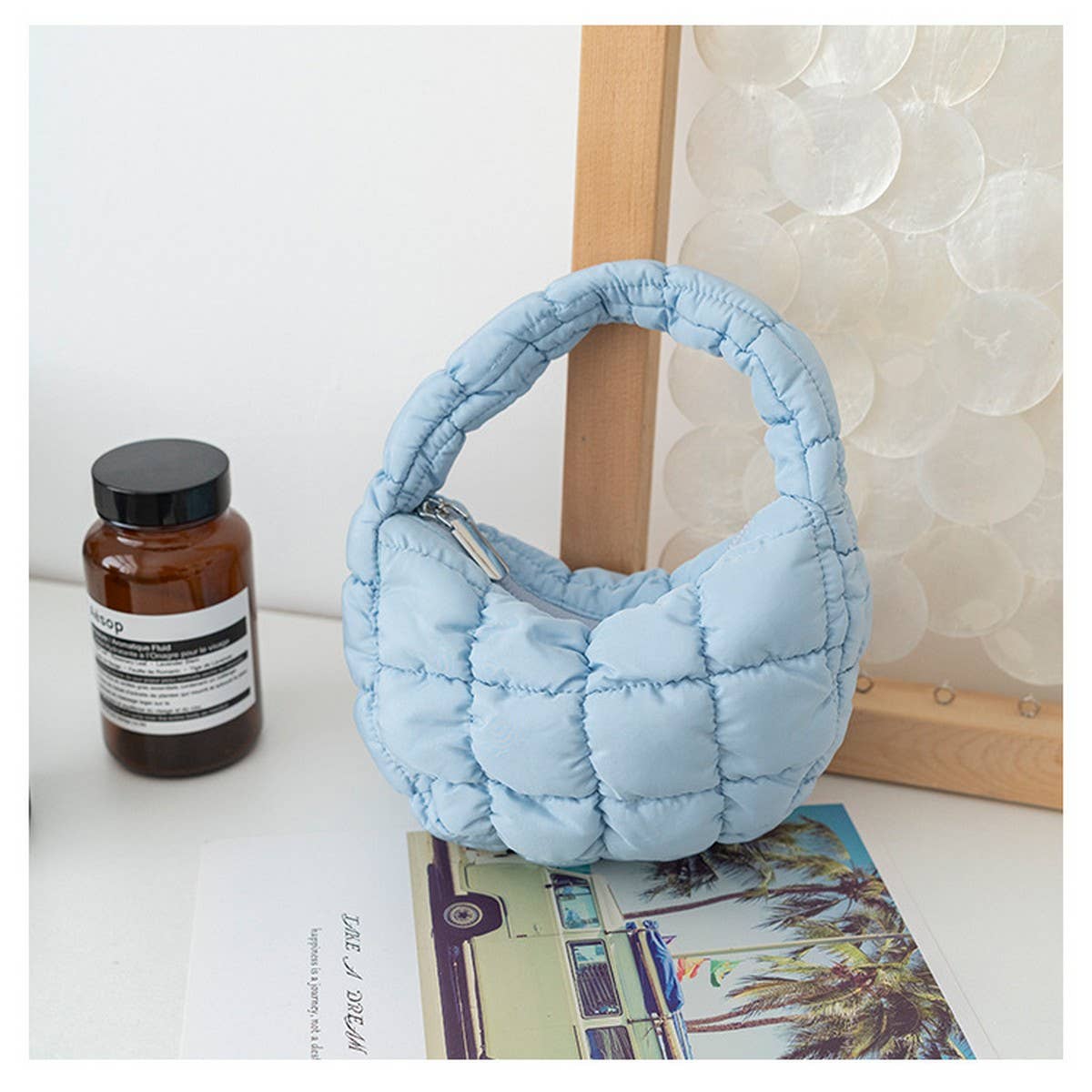 Stylish Plaid Puffy Cloud Handbag  Mini Tote_CUAB00506
