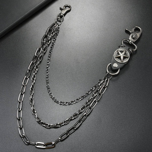 HIP HOP FIVE-POINTED STAR THREE-LAYER JEANS CHAIN