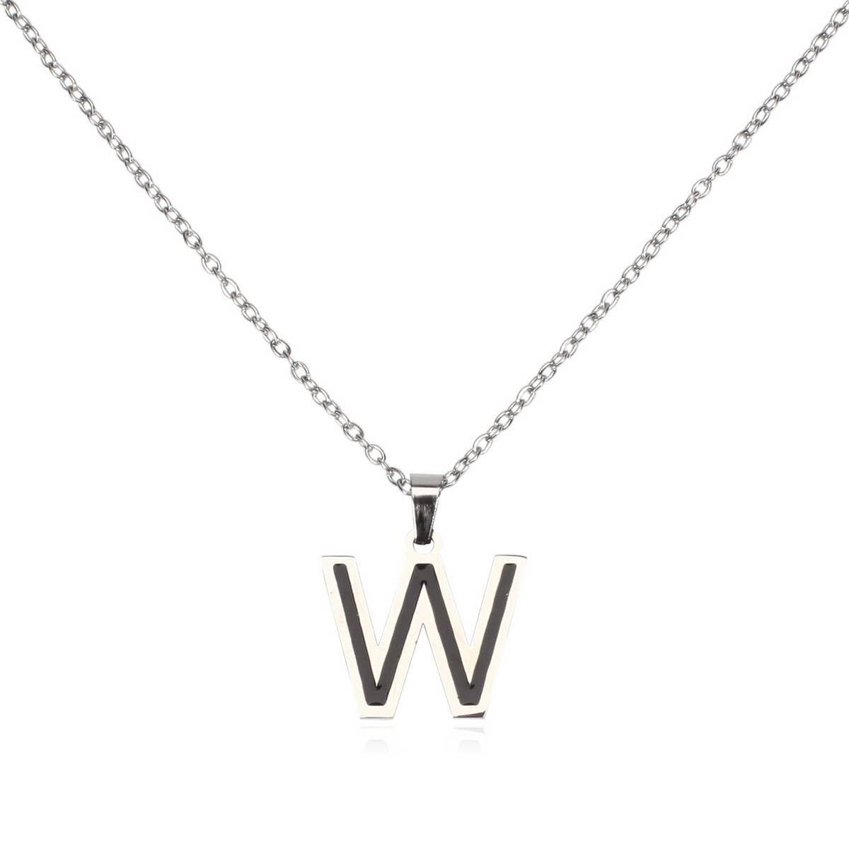 CWAJE05716_STAINLESS STEEL ALPHABET LETTER PENDANT NECKLACE
