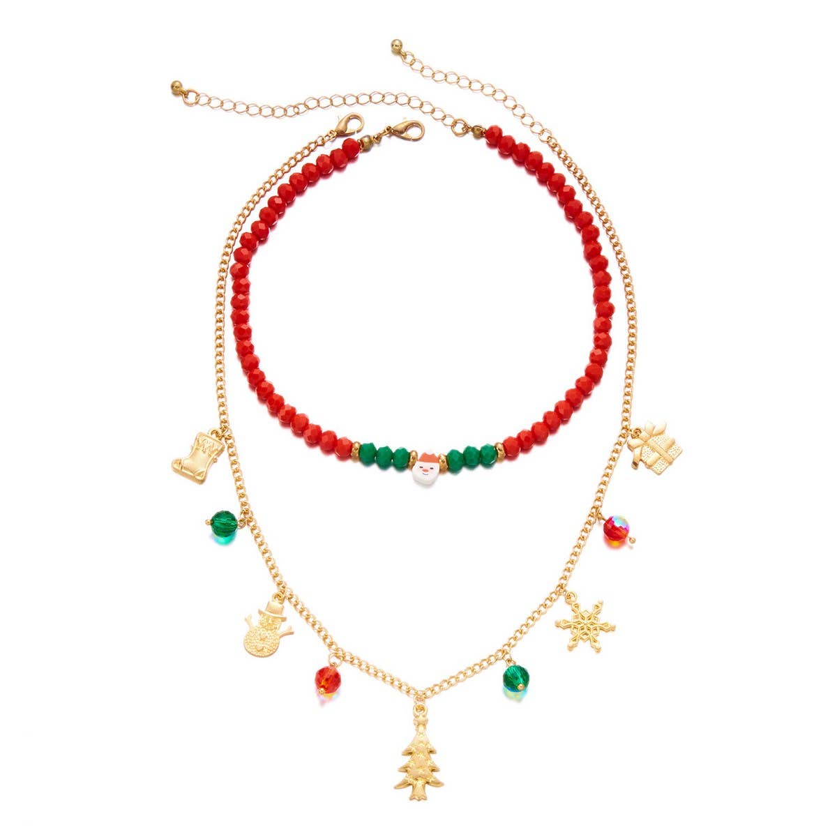 CWAJE2517_CHRISTMAS BEADED MULTI-LAYER NECKLACE
