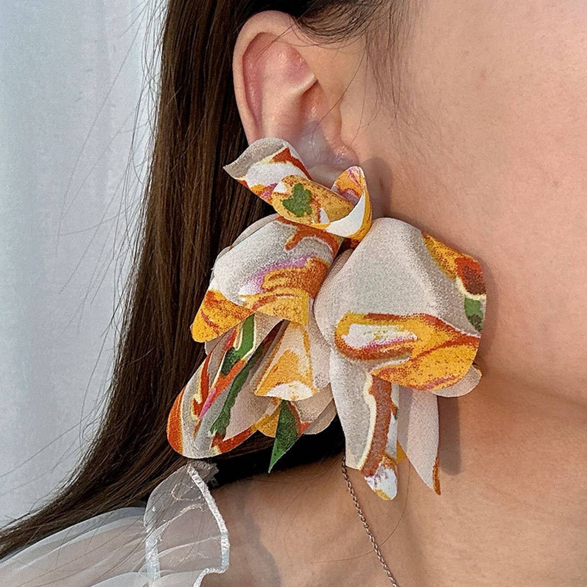 Boho Fabric Print  Handmade Artistic Earrings_CWMM6178