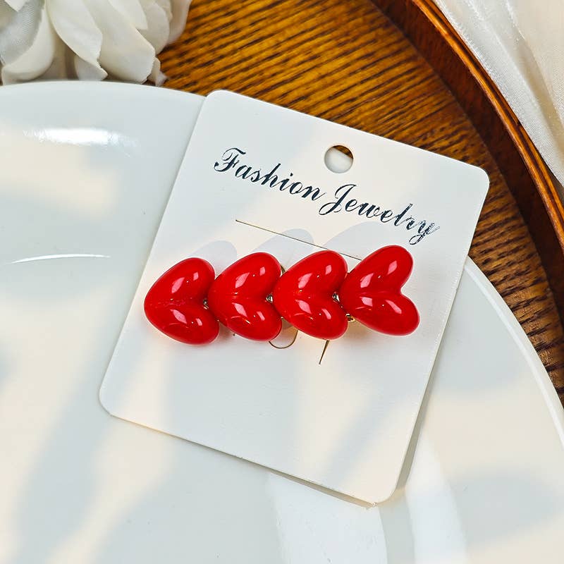 Colorful ice glitter pink heart-shaped hair clip