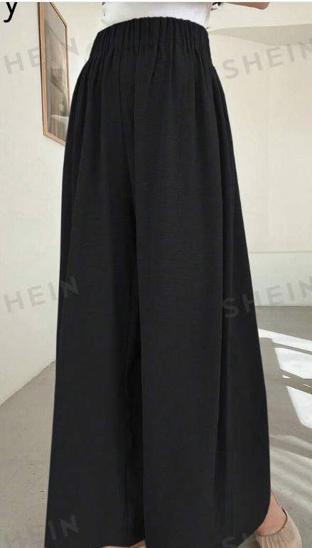 Fashion solid color long baggy wide-leg pants