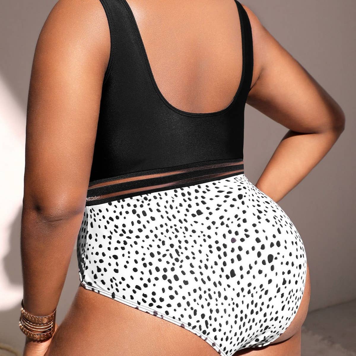 SIMPLE PRINTED ONE-PIECE BIKINI SWIMSUIT_CWMW0230