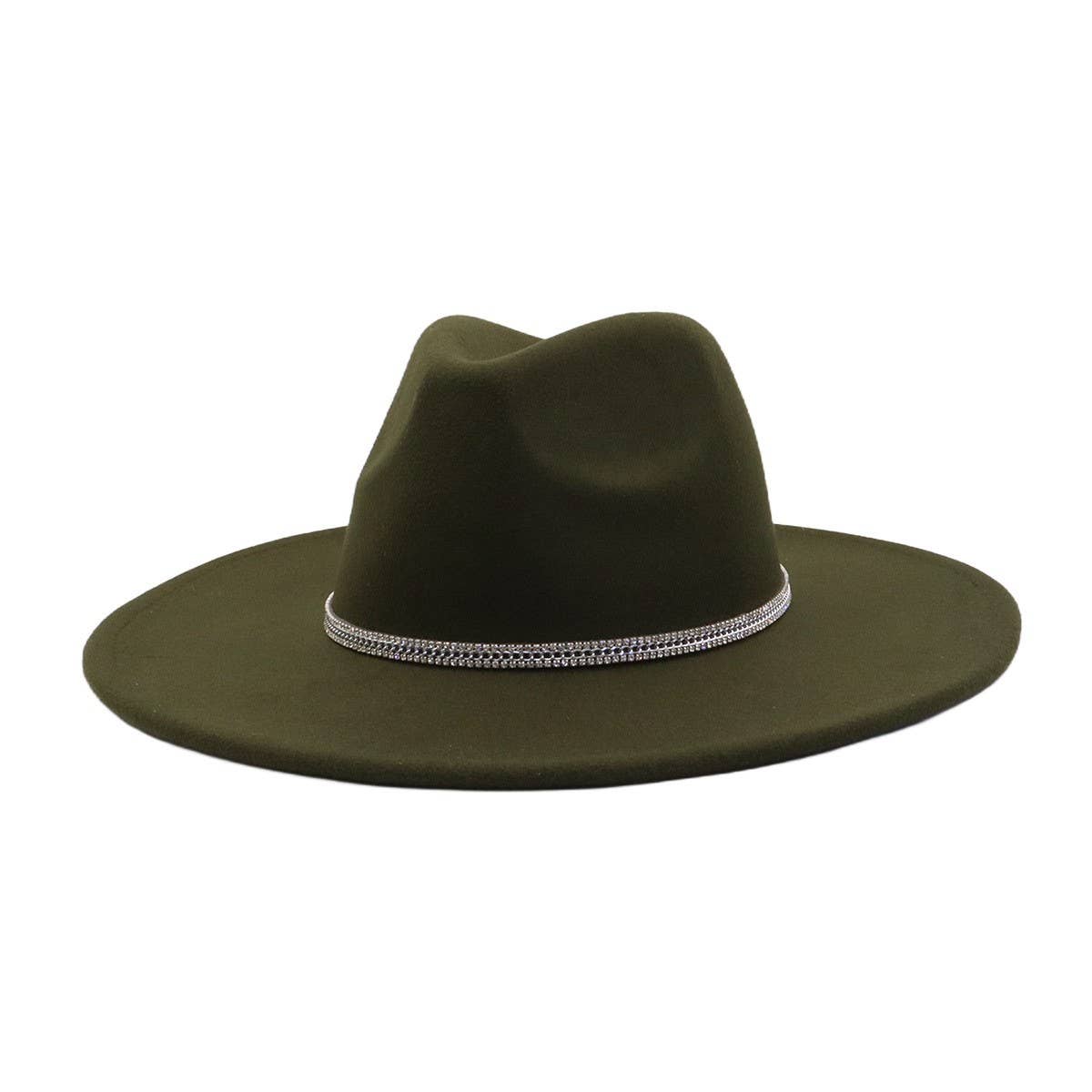 Unisex Wool Fedora Hat Ethnic Flat Brim Style_CWAH04402