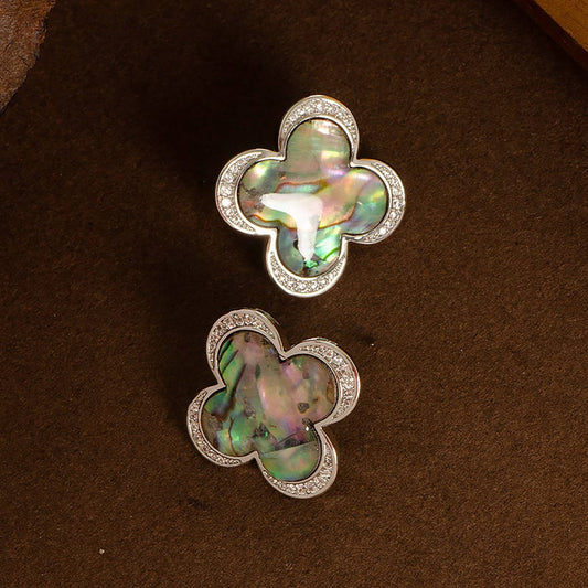 NATURAL ABALONE SILVER NEEDLE EARRINGS