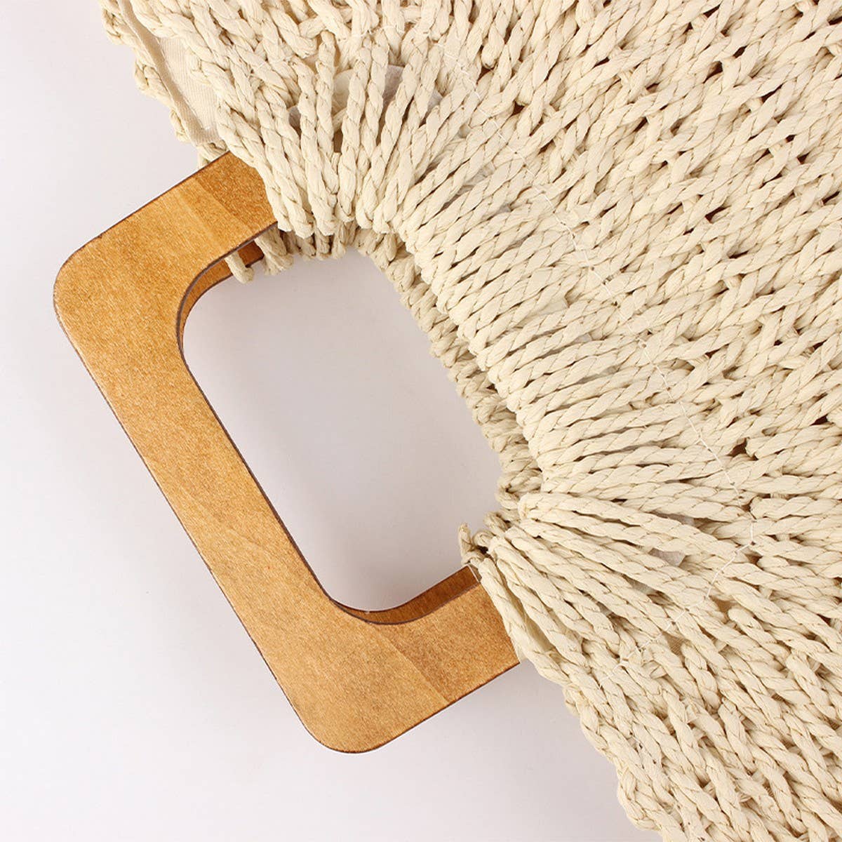 WOODEN HANDLE CASUAL SIMPLE PAPER ROPE WOVEN BAG_CWAB4709