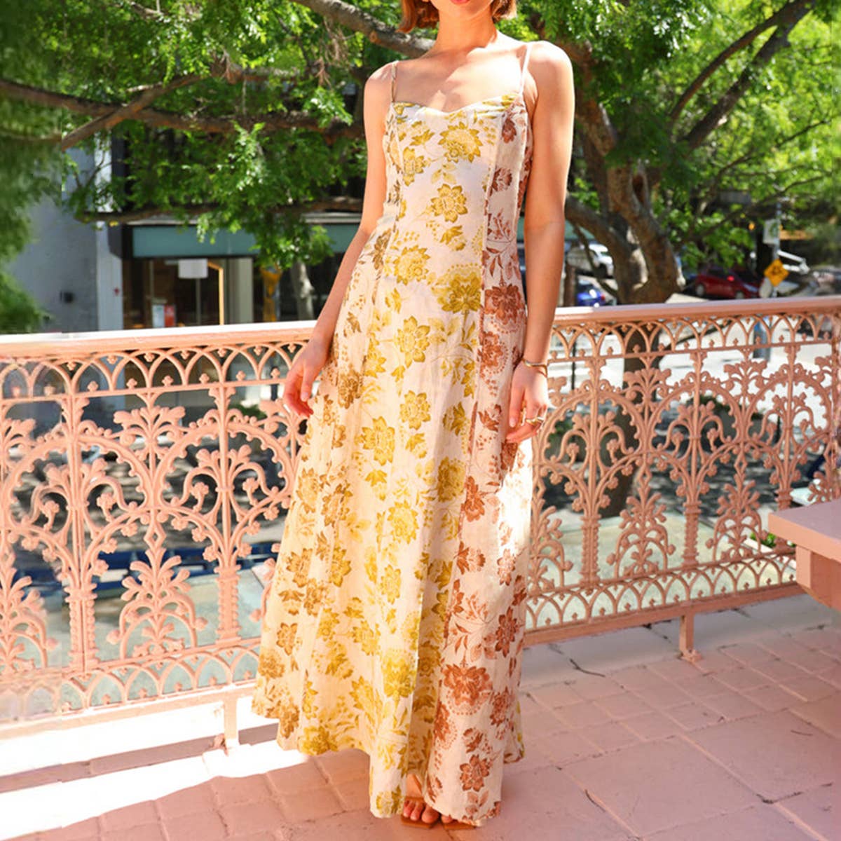 Fashion casual print halter halter swing dress