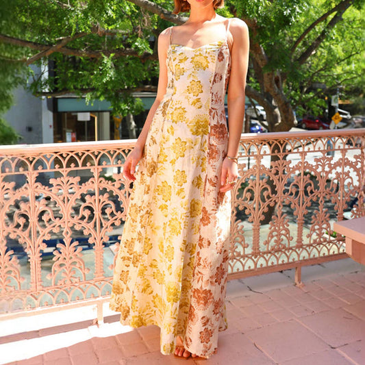 Fashion casual print halter halter swing dress