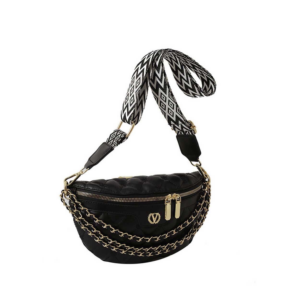 DIAMOND ZIPPER CASUAL CHEST BAG_CWAB2080