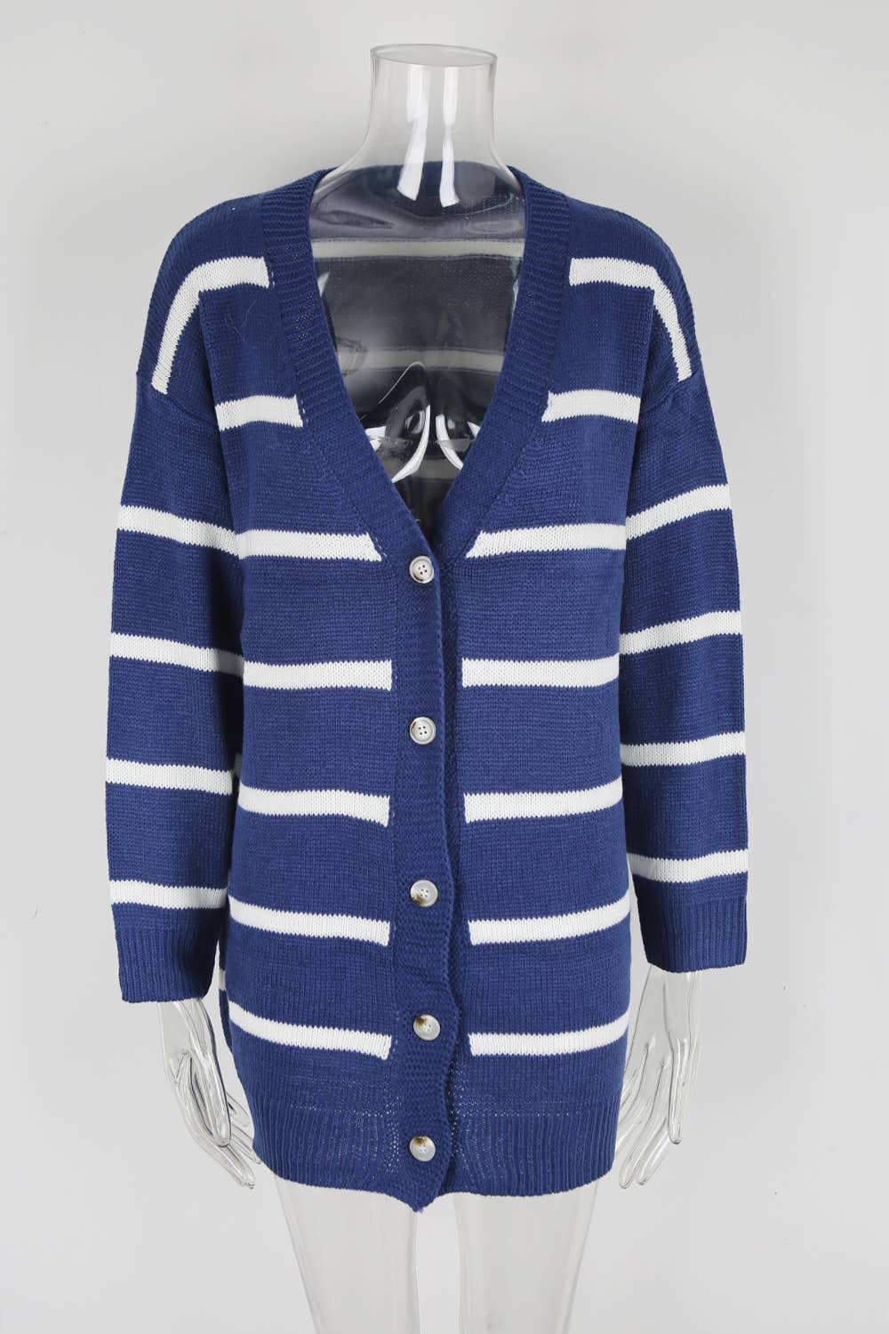 Simple and versatile button striped coat