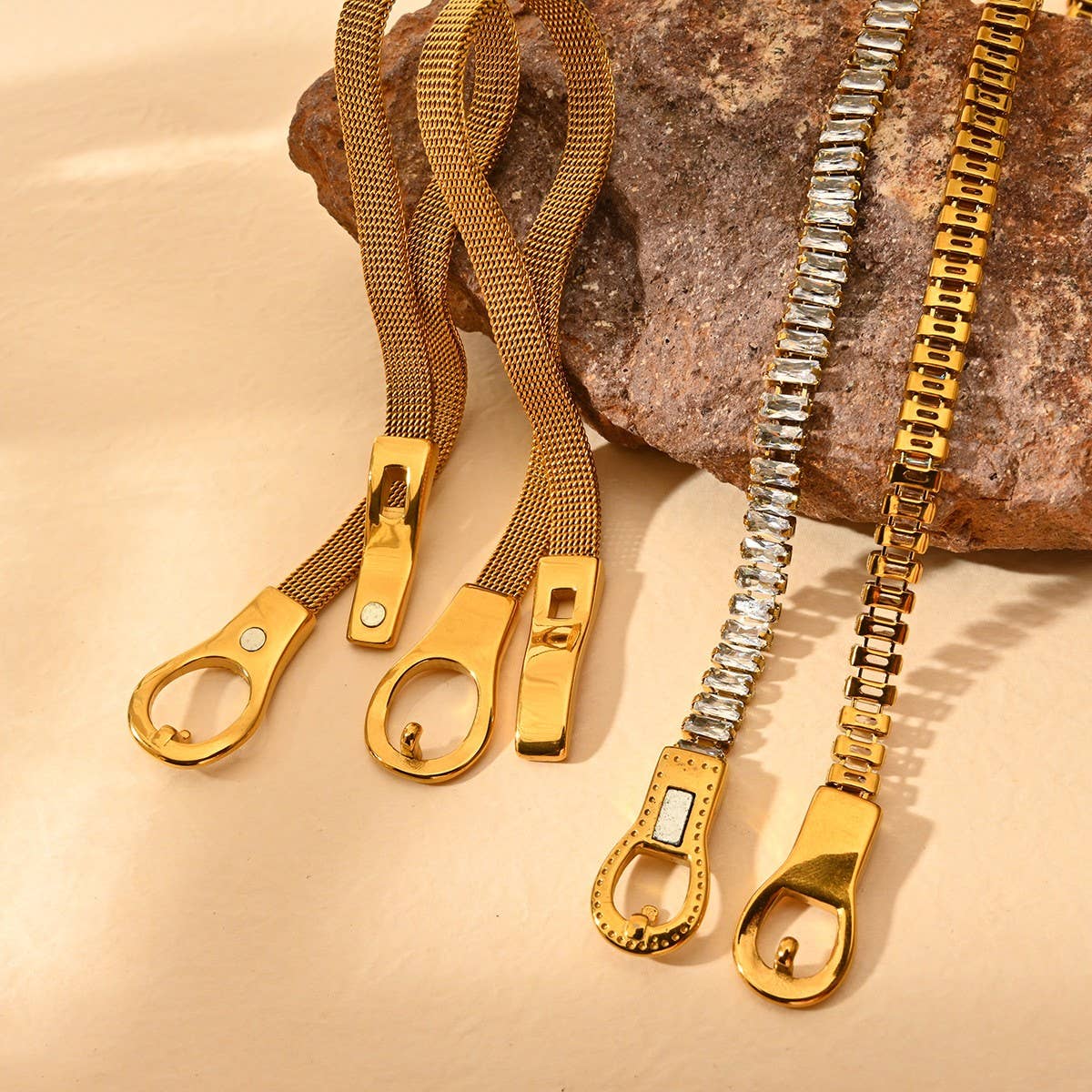 18K Stainless Steel Bracelet with Zircon Stones_CWAJE4601