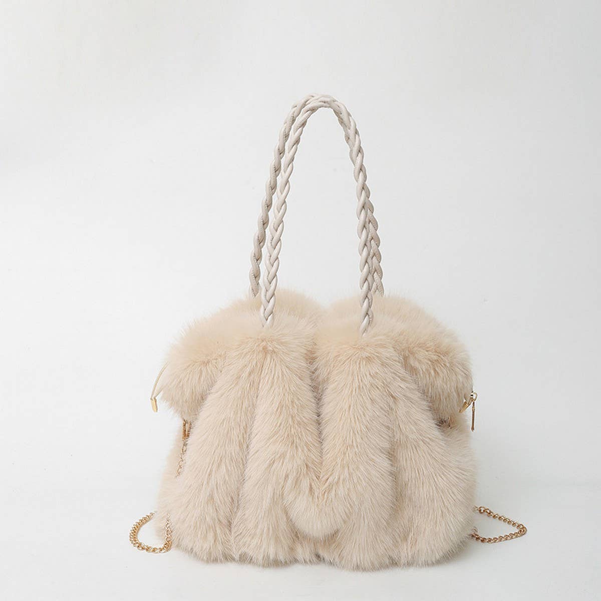 Quilted Plush Fur Bag Large Shoulder Handbag_CUAB00537