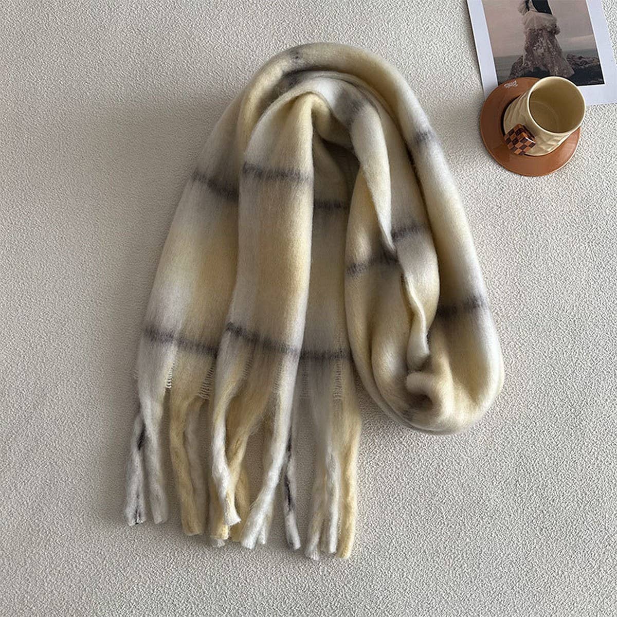 Designer Soft Plaid Faux Cashmere Scarf for Winter