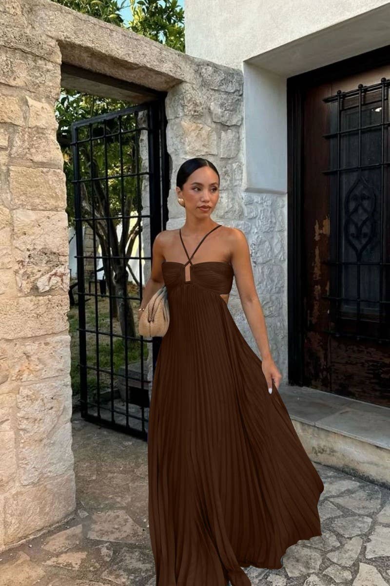 CWDMD5537_SUMMER SOLID COLOR TUBE TOP SLEEVELESS DRESS