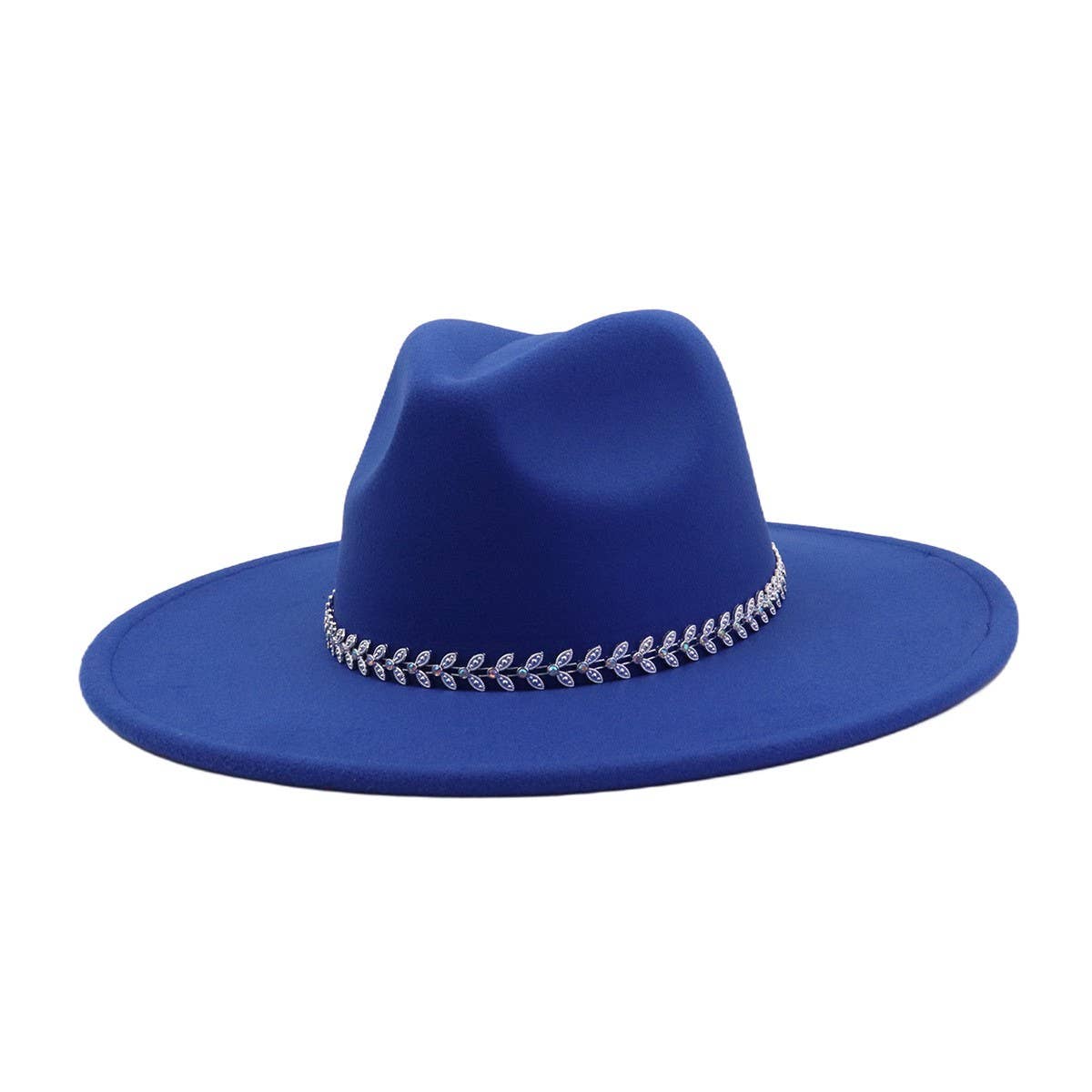 Unisex Wool Fedora Hat Ethnic Flat Brim Style_CWAH04387