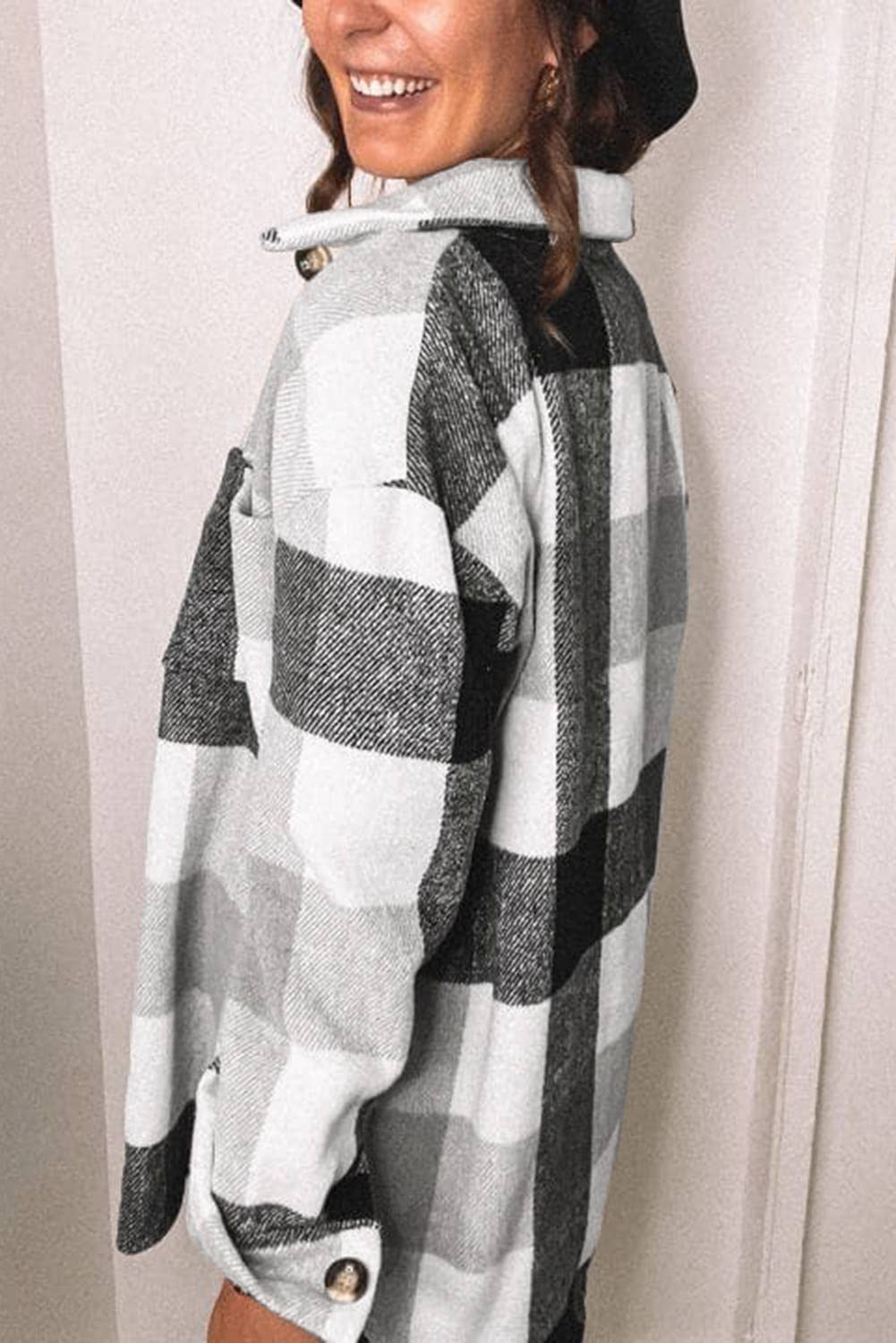 FLANNEL PLAID BREASTED SHIRT JACKET